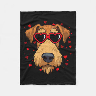 Airedale Terrier Valentine Heart Cute Dog Lovers Fleece Blanket