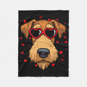 Airedale Terrier Valentine Heart Cute Dog Lovers  Fleece Blanket