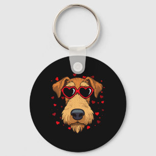 Airedale Terrier Valentine Heart Cute Dog Lovers Keychain
