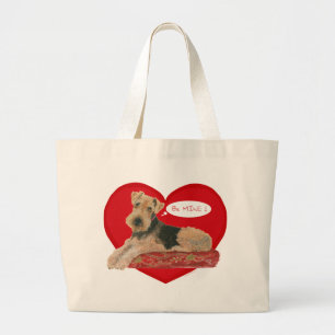 Airedale Terrier Valentine Large Tote Bag