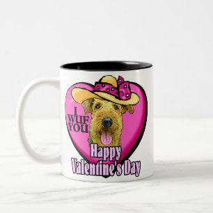 Airedale Terrier Valentines Day Two-Tone Coffee Mug