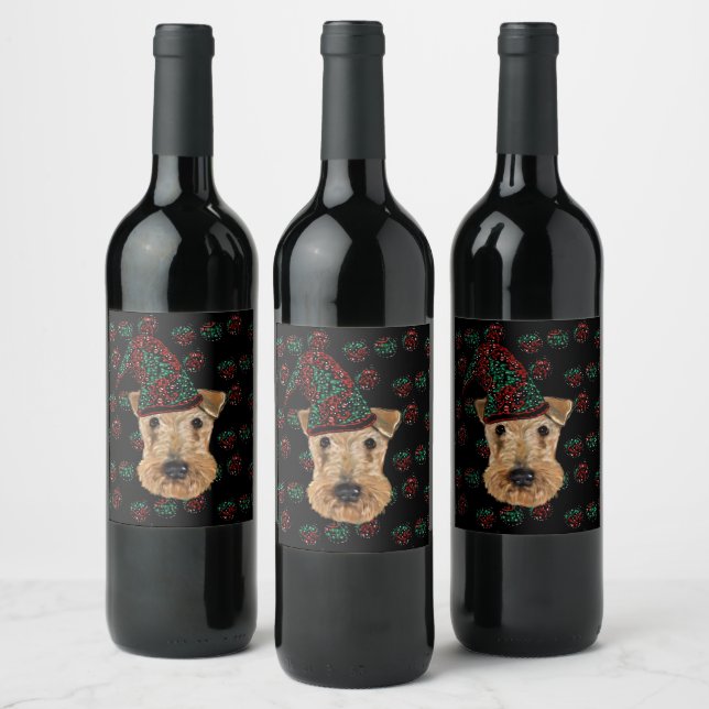  AIREDALE TERRIER   WINE LABEL (Bottles)