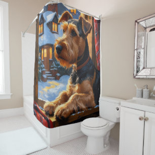 Airedale Terrier With Christmas Lights Holiday 