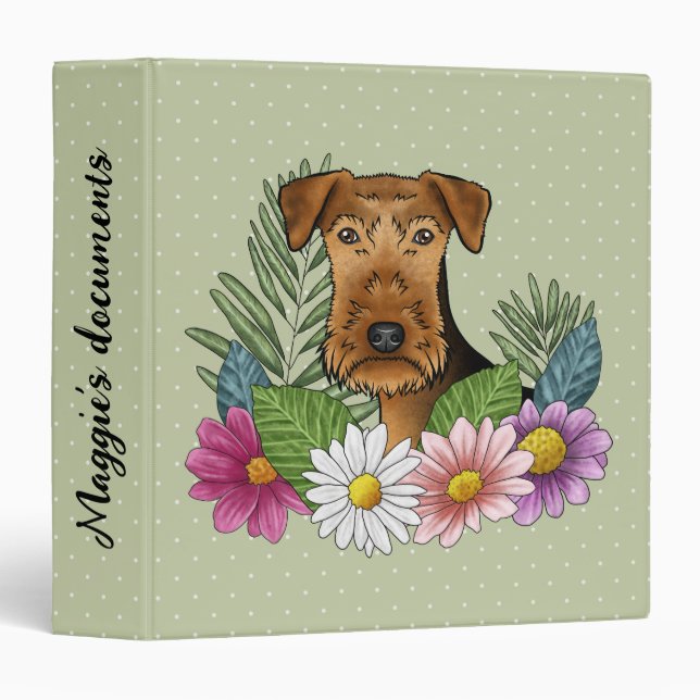 Airedale Terrier With Colourful Flowers And Text Binder (Front/Spine)