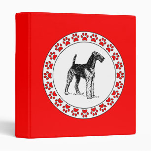 Airedale Terrier with Pawprints Binder