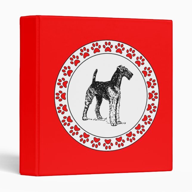 Airedale Terrier with Pawprints Binder (Front/Spine)