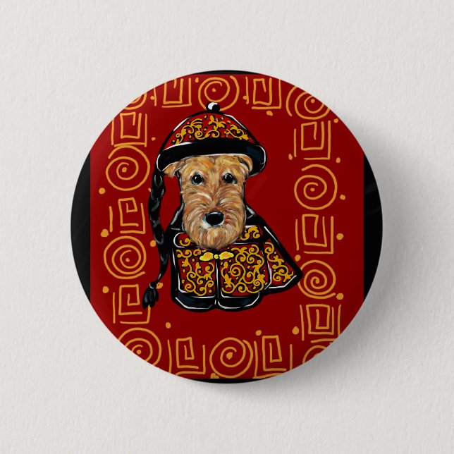 Airedale Terrier Year of the Dog 2 Inch Round Button (Front)