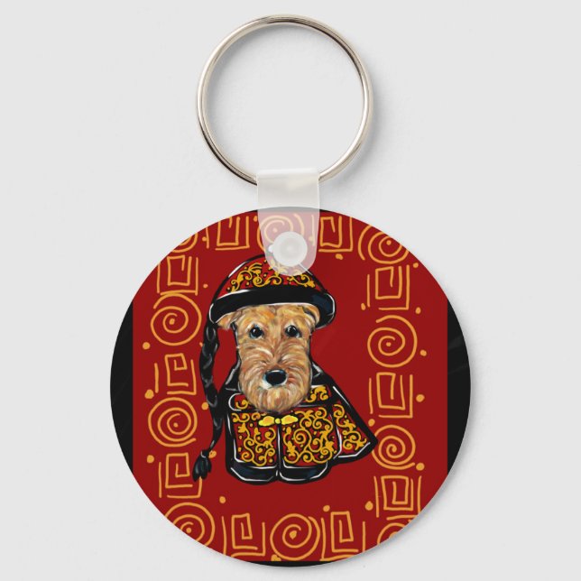Airedale Terrier Year of the Dog Keychain (Front)