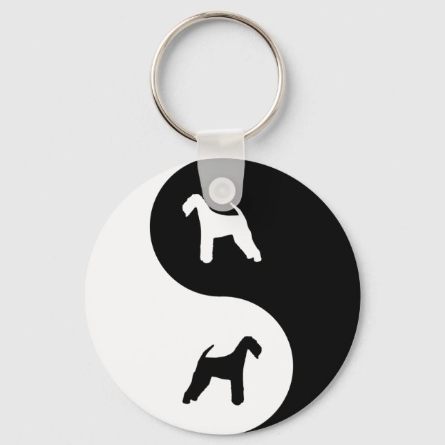 Airedale Terrier Yin Yang Keychain (Front)