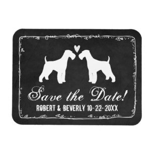 Airedale Terriers Chalkboard Wedding Save the Date Magnet