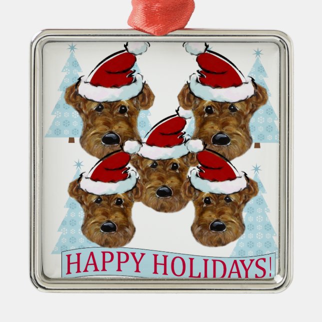 AIREDALE TERRIERS METAL ORNAMENT (Front)
