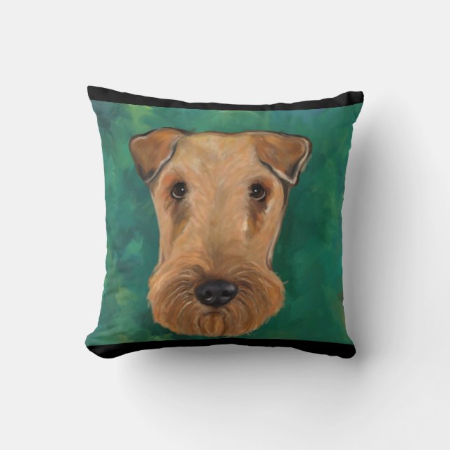 Airedale Terriers Throw Pillow (Front)