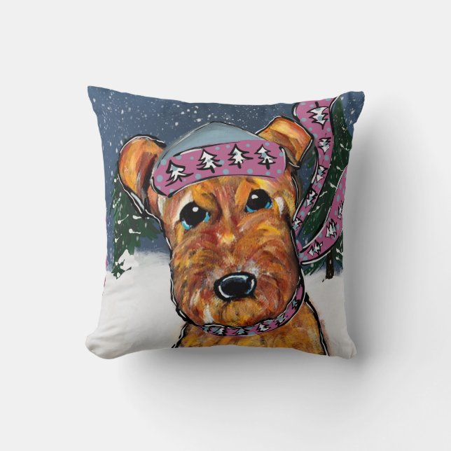 Airedale Terriers Throw Pillow (Front)