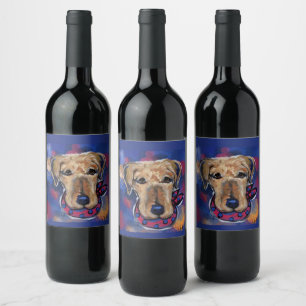 Airedale Terriers   Wine Label