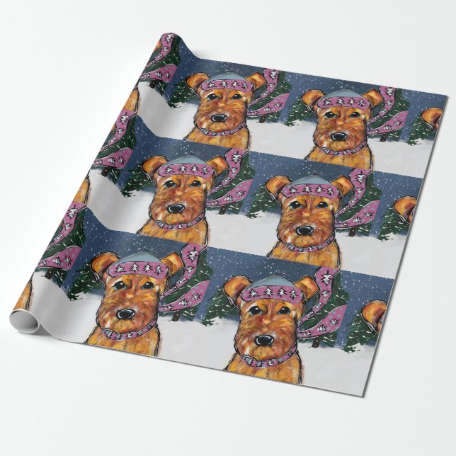 Airedale Terriers Wrapping Paper (Unrolled)