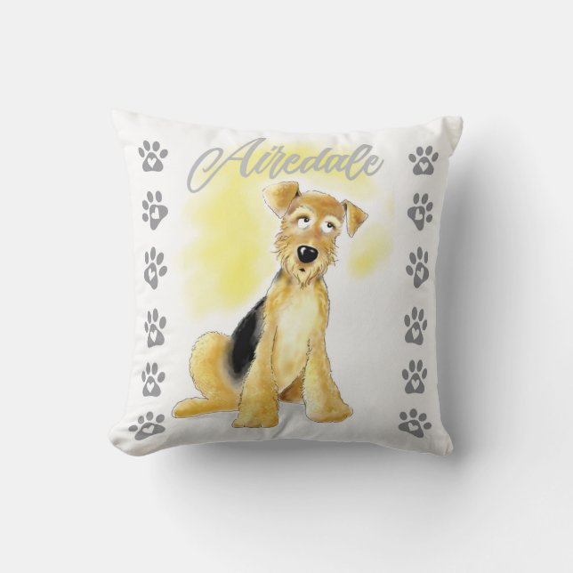 Airedale throw pillow (Front)