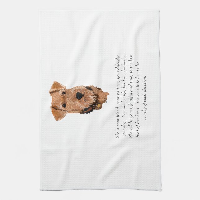 Airedale, Welsh, Lakeland Terrier Keepsake Kitchen Towel (Vertical)