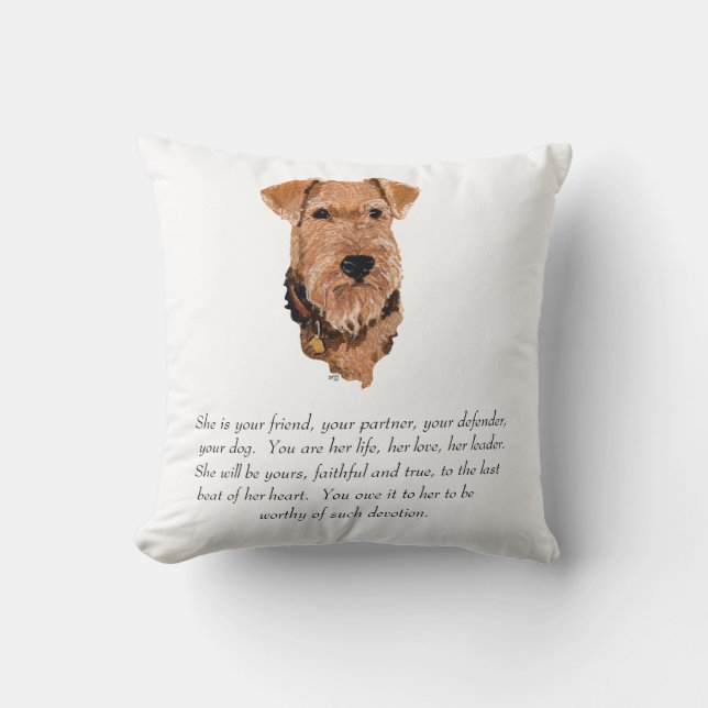 Airedale, Welsh, Lakeland Terrier Keepsake Throw Pillow (Front)
