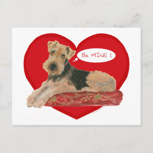 Airedale / Welsh Terrier Valentine Holiday Postcard