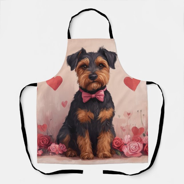 Airedale with Roses - Valentine's Day Apron (Front)
