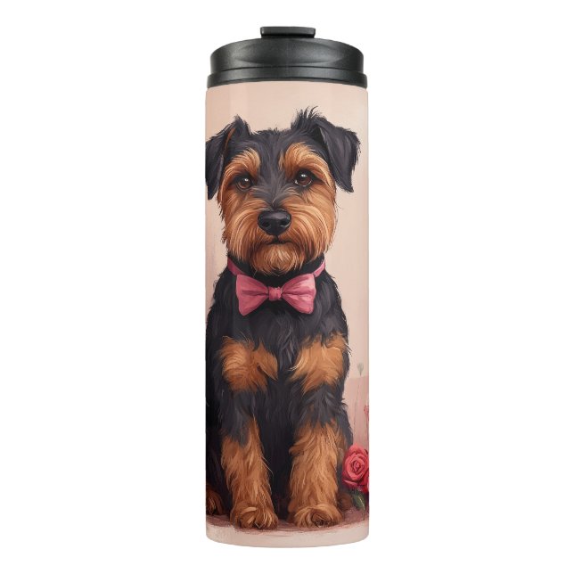 Airedale with Roses - Valentine's Day Thermal Tumbler (Front)