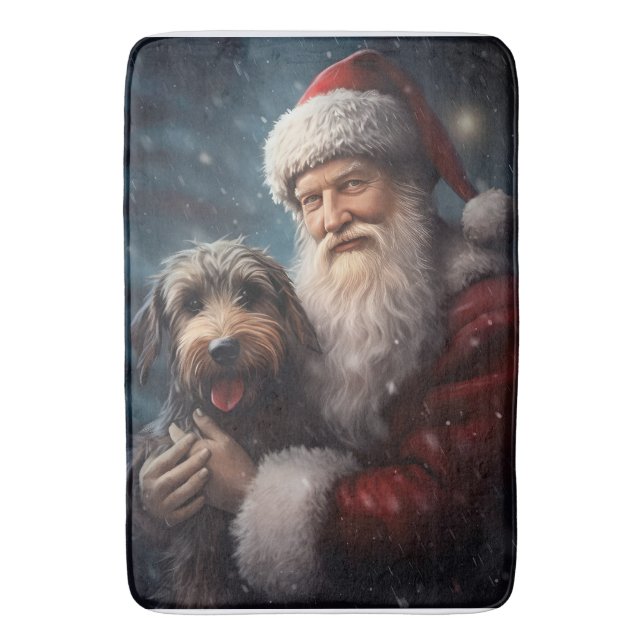 Airedale with Santa Claus Festive Christmas  Bath Mat (Front Vertical)