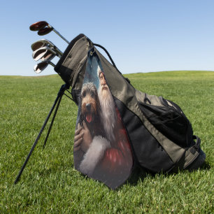 Airedale with Santa Claus Festive Christmas  Golf Towel