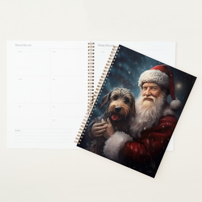 Airedale with Santa Claus Festive Christmas  Planner (Display)