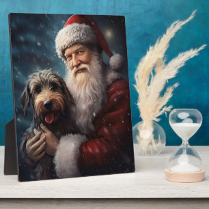 Airedale with Santa Claus Festive Christmas Plaque
