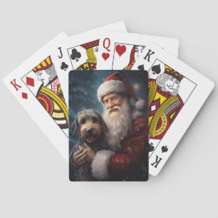 Airedale with Santa Claus Festive Christmas  Playing Cards