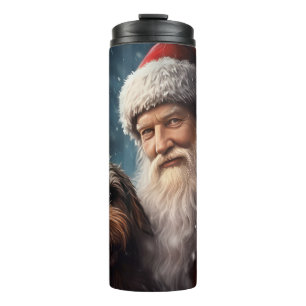 Airedale with Santa Claus Festive Christmas  Thermal Tumbler