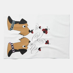 Airedales and Ladybirds Kitchen Towel