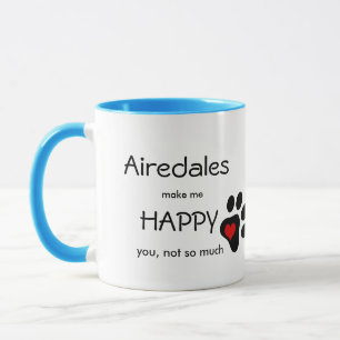 Airedales Make Me Happy paw print & heart Mug