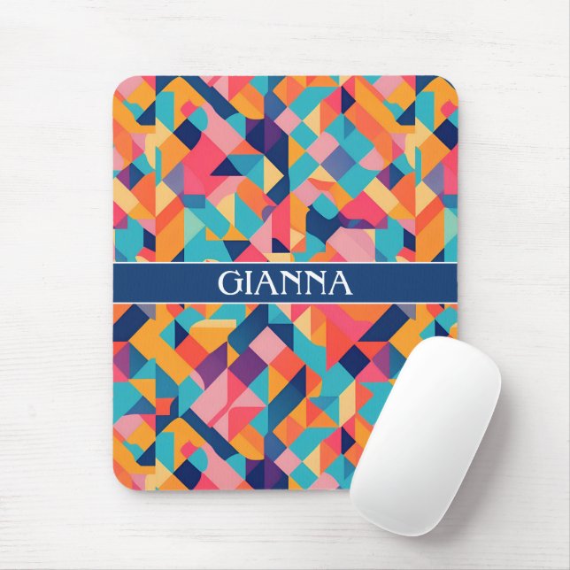Airedoodle Geometric Colourful Personalized Patter Mouse Pad (With Mouse)