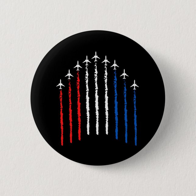 Airforce Flyover  4th Of July 2 Inch Round Button (Front)
