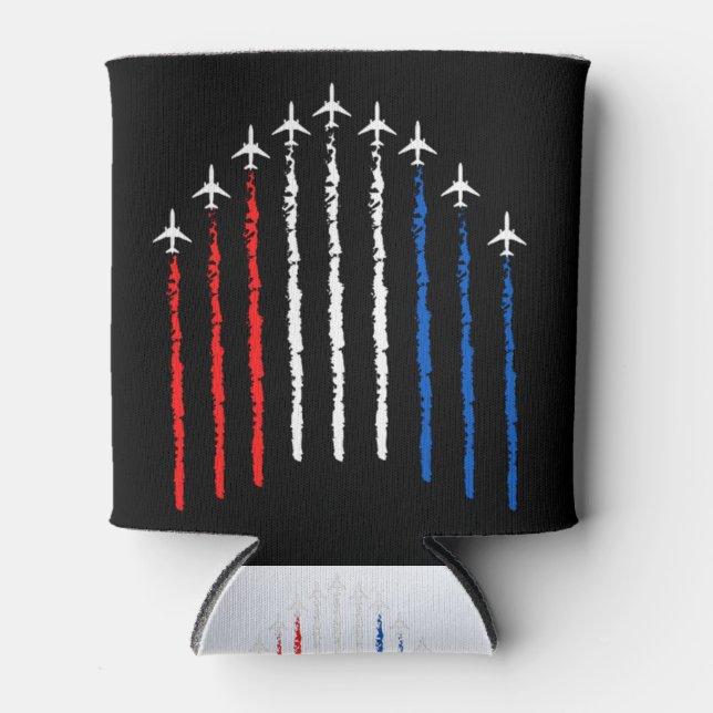 Airforce Flyover  4th Of July Can Cooler (Front)