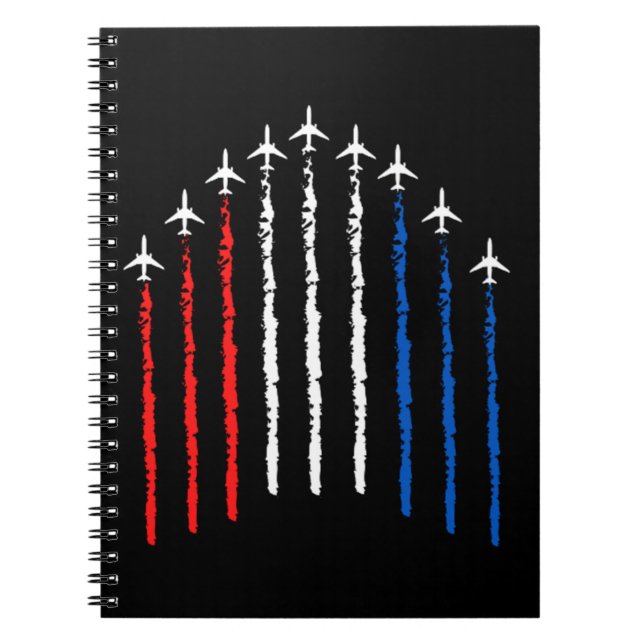 Airforce Flyover  4th Of July Notebook (Front)