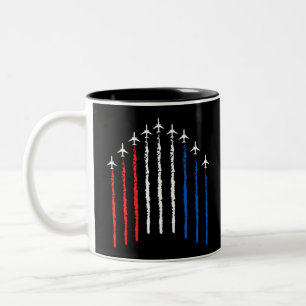 Airforce Flyover 4th Of July Two-Tone Coffee Mug