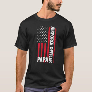 Airforce Officer Papa American Flag Father's Day T-Shirt