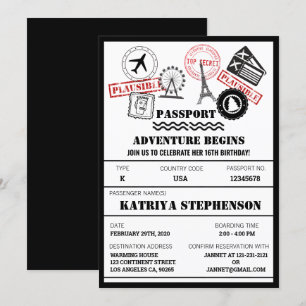 Airline Boarding Pass Birthday Adventure Begins Invitation