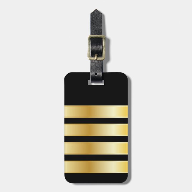 Airline Captain's Epaulette Gold Bands Luggage Tag (Front Vertical)