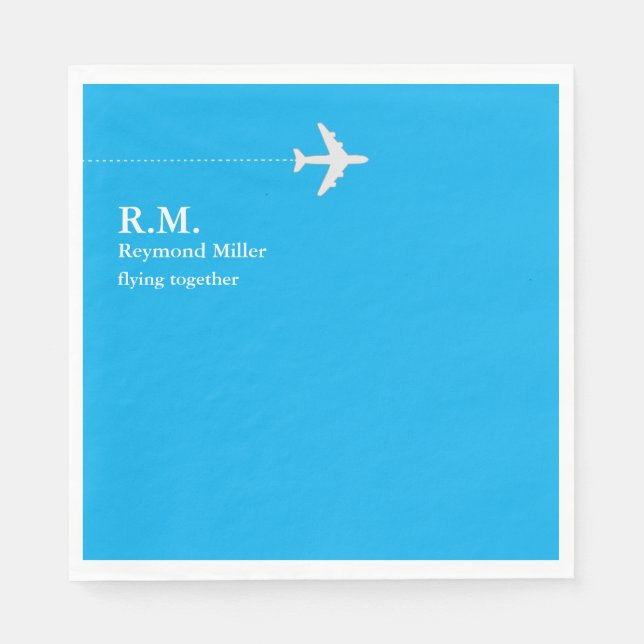 Airline Pilot Aero Azure Blue Napkin (Front)