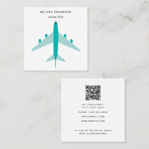 Airline Pilot Airplane QR Code Social Media Square Business Card