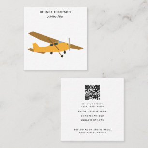Airline Pilot Airplane QR Code Social Media Square Business Card