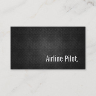 Airline Pilot Cool Black Metal Simplicity Business Card