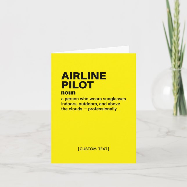 Airline Pilot Definition – Funny Greeting Card (Front)
