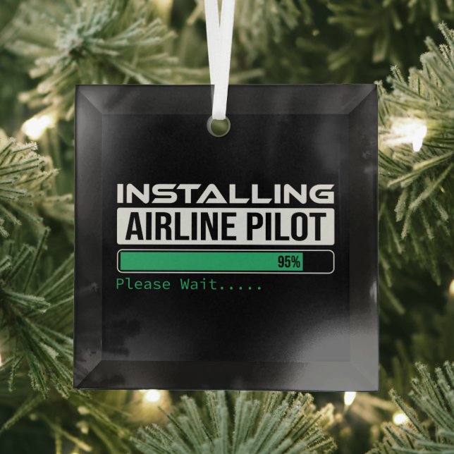 Airline PIlot Loading Funny Pilot Student Glass Ornament (Insitu)