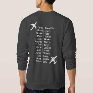 Airline Pilot Phonetic Alphabet With Airplanes Sweatshirt