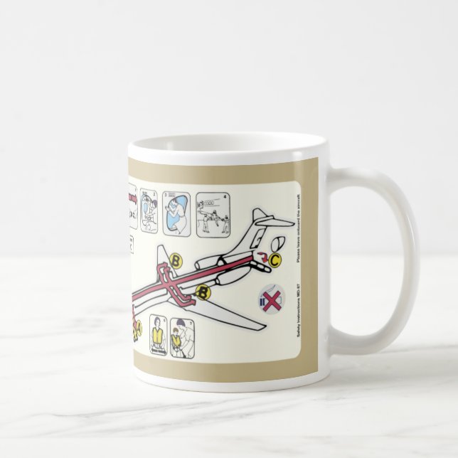 Airline Tan Emergency Safety Card Coffee Mug (Right)