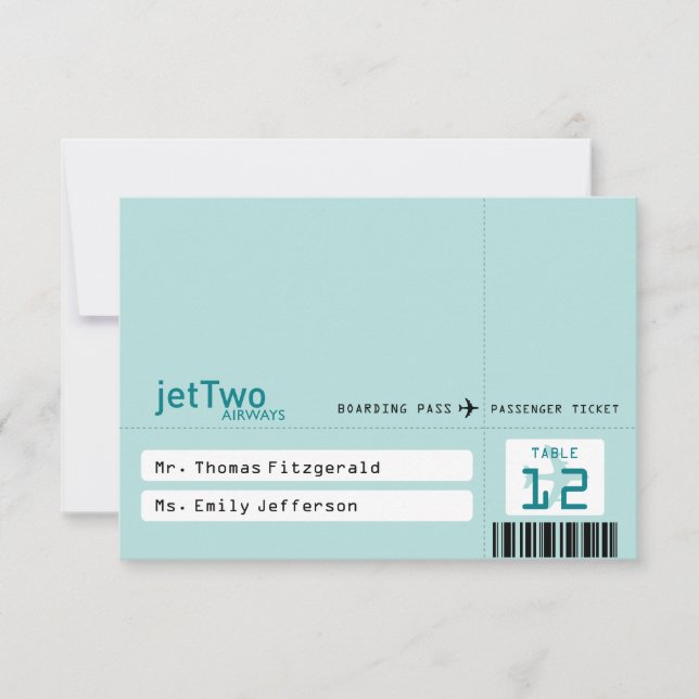 Airline Ticket Tented Seating Card (Front)